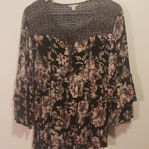 Floral Boho Peasant Too, Sz L